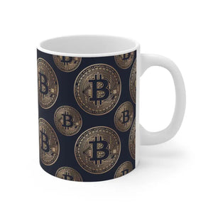 Bitcoin Pattern Durable Ceramic Mug for Trendsetters - Dipaliz - 11oz - Mugs