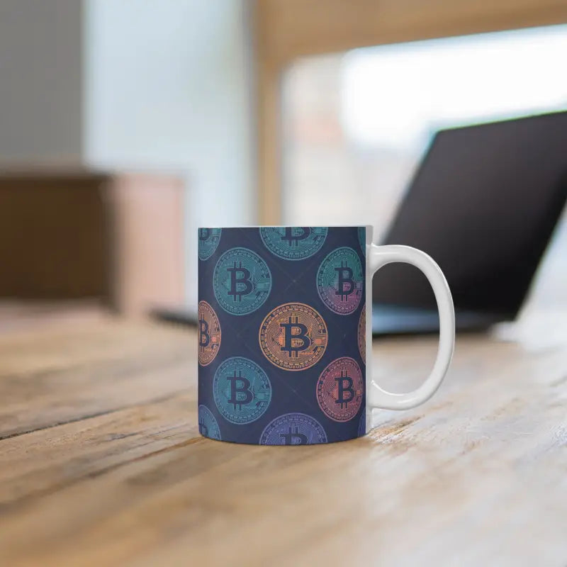 Sip Style Bitcoin Pattern Mug for Crypto Lovers - 11oz