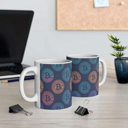 Sip Style Bitcoin Pattern Mug for Crypto Lovers - 11oz