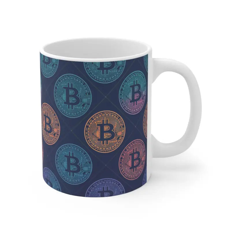 Sip Style Bitcoin Pattern Mug for Crypto Lovers - 11oz