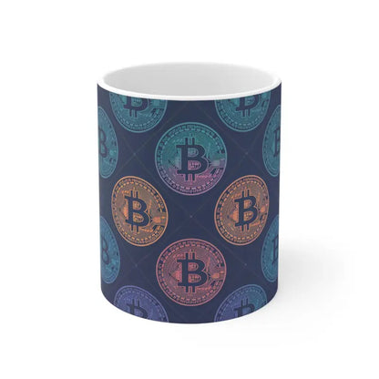 Sip Style Bitcoin Pattern Mug for Crypto Lovers - 11oz