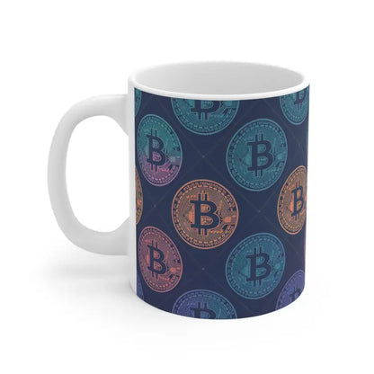 Sip Style Bitcoin Pattern Mug for Crypto Lovers - 11oz