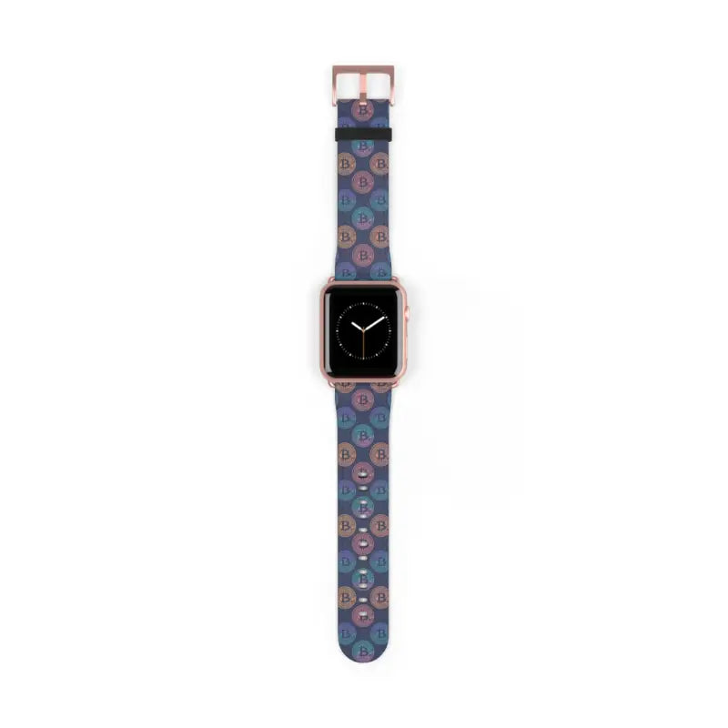 Faux Leather Bitcoin Pattern Watch Band for Trendy Outfits - 42 - 45 Mm / Rose Gold Matte Accessories