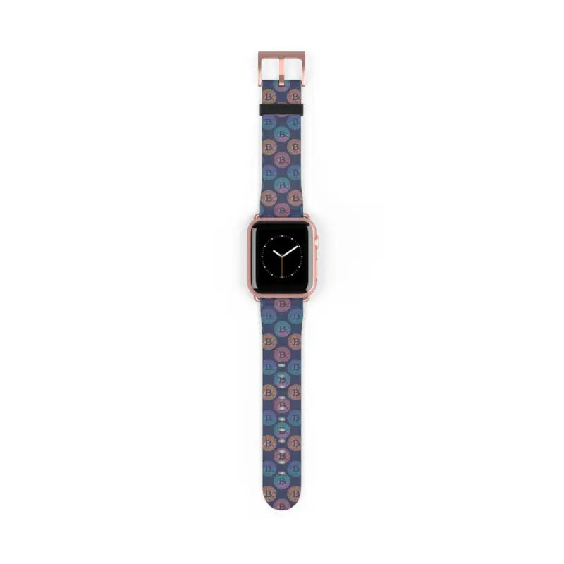 Faux Leather Bitcoin Pattern Watch Band for Trendy Outfits - 38 - 41 Mm / Rose Gold Matte Accessories