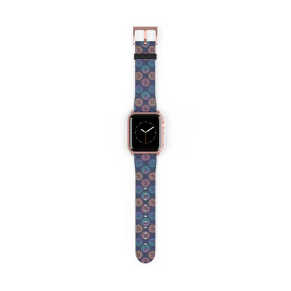 Faux Leather Bitcoin Pattern Watch Band for Trendy Outfits - 38 - 41 Mm / Rose Gold Matte Accessories