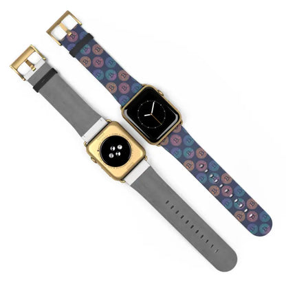 Faux Leather Bitcoin Pattern Watch Band for Trendy Outfits - Accessories