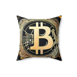 Bitcoin Art Spun Polyester Square Pillow - Dipaliz - Throw Pillows