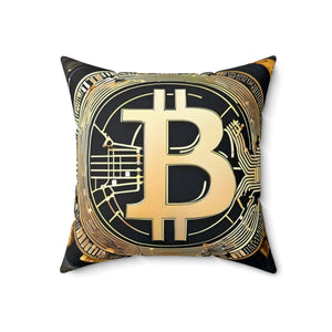 Bitcoin Art Spun Polyester Square Pillow - Dipaliz - Throw Pillows