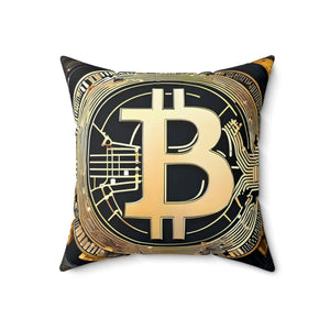 Bitcoin Art Spun Polyester Square Pillow - Dipaliz - Throw Pillows