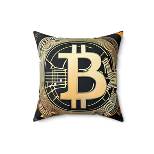 Bitcoin Art Spun Polyester Square Pillow - Dipaliz - Throw Pillows