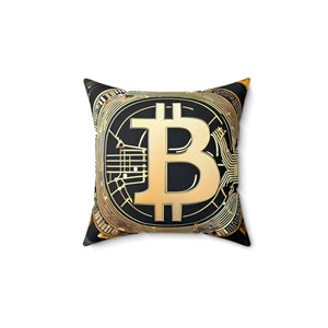 Bitcoin Art Spun Polyester Square Pillow - Dipaliz - Throw Pillows