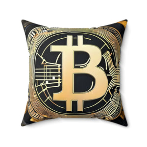 Bitcoin Art Spun Polyester Square Pillow - Dipaliz - Throw Pillows