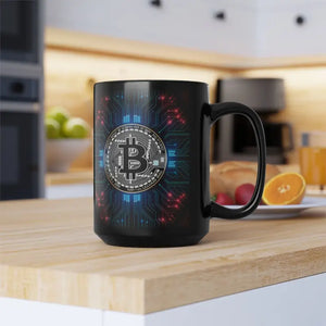 Bitcoin Circuit Black Mug - Bold Morning Energy Boost - Dipaliz - Mugs
