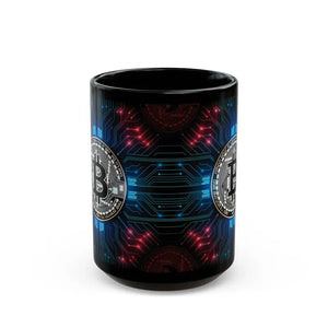 Bitcoin Circuit Black Mug - Bold Morning Energy Boost - Dipaliz - 15oz - Mugs