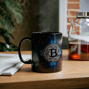 Bitcoin Circuit Black Mug - Bold Morning Energy Boost - Dipaliz - Mugs