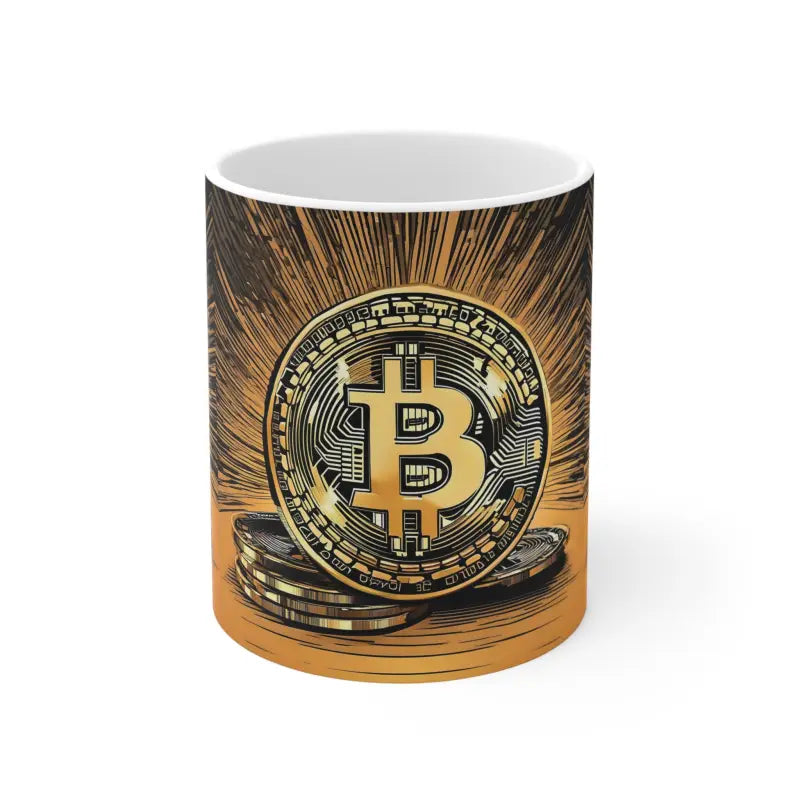 Elevate your Sip with the Stylish Bitcoins Stack Mug - 11oz