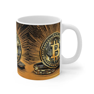 Ceramic Bitcoins Stack Mug - Crypto Coffee 11oz - Dipaliz - Mugs