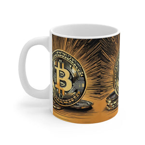 Ceramic Bitcoins Stack Mug - Crypto Coffee 11oz - Dipaliz - Mugs