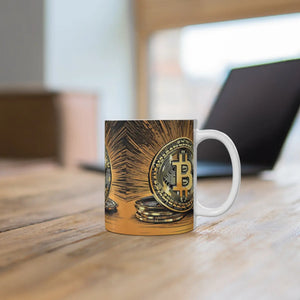 Ceramic Bitcoins Stack Mug - Crypto Coffee 11oz - Dipaliz - Mugs