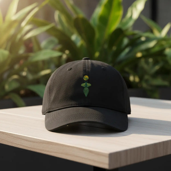 DipaliZ embroidered sunflower dad hat in washed cotton twill