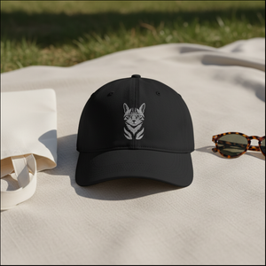 Black cat hat styled for a picnic