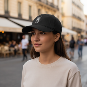 Black cat hat worn in the city