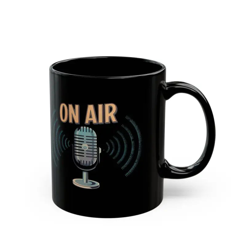 Podcast Lovers’ Dream: Black Ceramic Mug with On-air Flair!