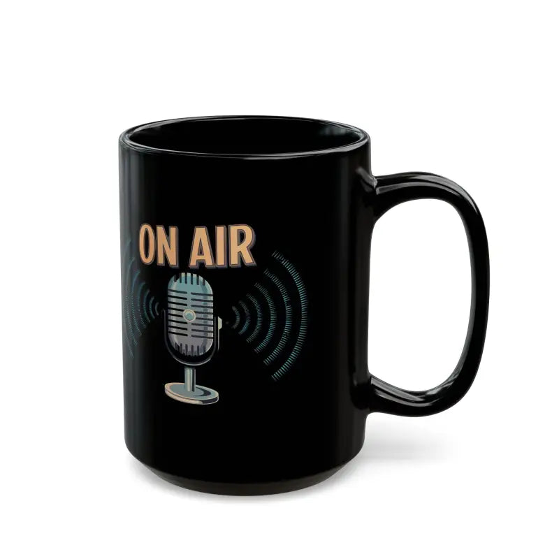 Podcast Lovers’ Dream: Black Ceramic Mug with On-air Flair!