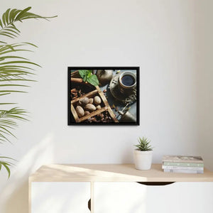 Black Coffee Matte Canvas Wall Art with Frame by Dipaliz - Posters Prints & Visual Artwork