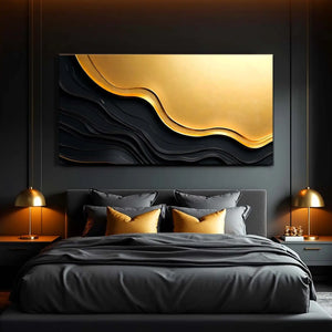 Modern Black Gold Minimalist Abstract Canvas Wall Art - Dipaliz - Visual Artwork