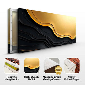 Modern Black Gold Minimalist Abstract Canvas Wall Art - Dipaliz - Visual Artwork