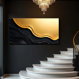 Modern Black Gold Minimalist Abstract Canvas Wall Art - Dipaliz - Visual Artwork