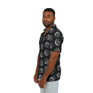 Celestial Moon Pattern Hawaiian Camp Shirt - Dipaliz - Shirts - s