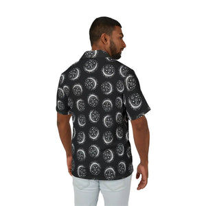 Celestial Moon Pattern Hawaiian Camp Shirt - Dipaliz - Shirts - s