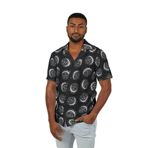 Celestial Moon Pattern Hawaiian Camp Shirt - Dipaliz - Shirts - s