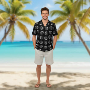 Celestial Moon Pattern Hawaiian Camp Shirt - Dipaliz - Shirts - s