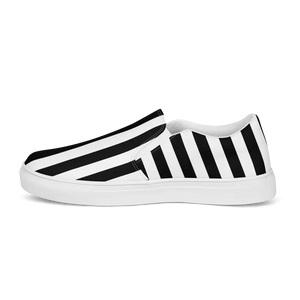 Shoes - Canvas Black Striped Men’s Slip on Comfort Style - Dipaliz