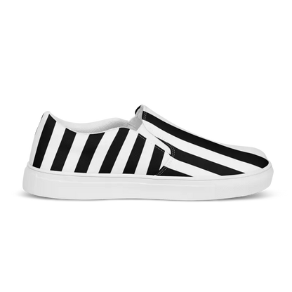 Step Up your Style: Men’s Black Striped Canvas Slip-ons - Shoes