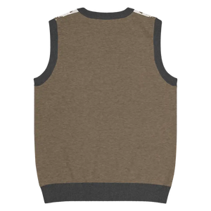 Christmas Reindeers Print Knit Vest - Festive Black White - Dipaliz - Vests