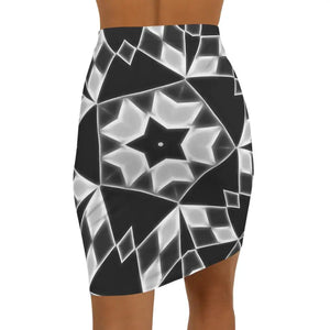 Chic Mini Skirt White Geometrical Pattern Black Design Dipaliz - Skirts