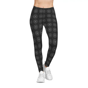 Women’s Spandex Leggings White Pattern Black Activewear Dipaliz - Xs / Seam Thread Color Automatically Matched to Design