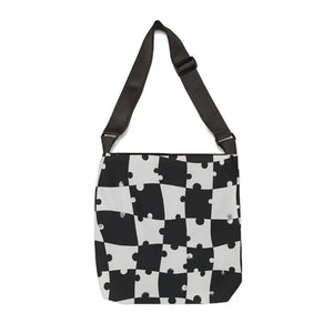 Bags - Puzzle Piece Adjustable Tote Bag Black White Street Art - Dipaliz