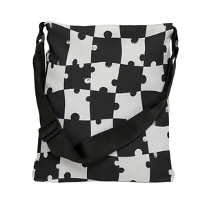 Bags - Puzzle Piece Adjustable Tote Bag Black White Street Art - Dipaliz
