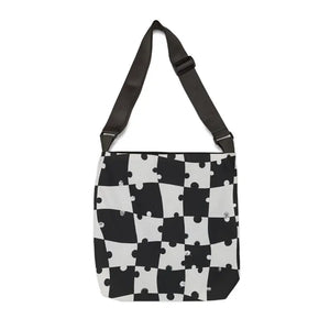 Bags - Puzzle Piece Adjustable Tote Bag Black White Street Art - Dipaliz