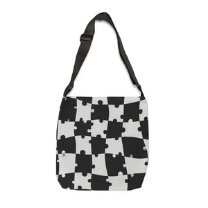 Bags - Puzzle Piece Adjustable Tote Bag Black White Street Art - Dipaliz