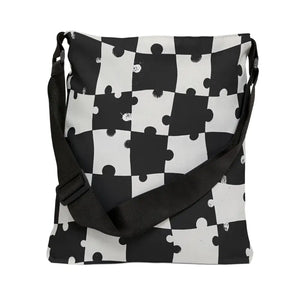 Bags - Puzzle Piece Adjustable Tote Bag Black White Street Art - Dipaliz