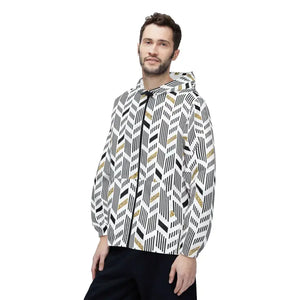 Outerwear - Black and Yellow Geometric Pattern Windbreaker Jacket (aop)