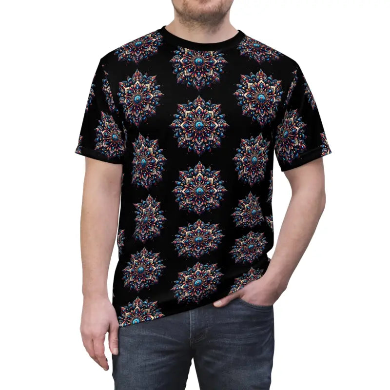 Blast off in Style with our Cosmic Galaxy Unisex Tee! - Black Stitching / 4 Oz. / s T-shirts