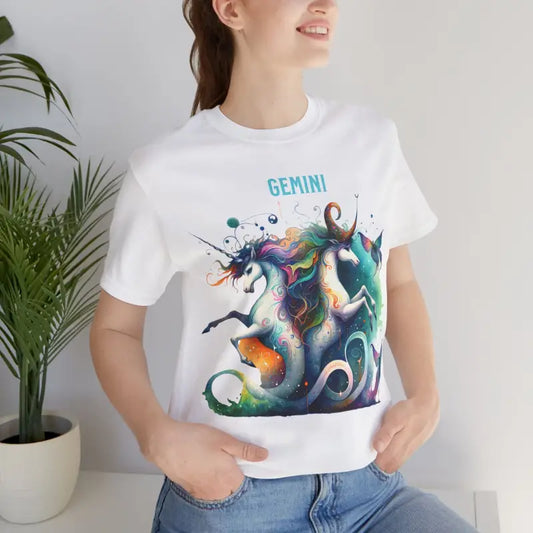 Unleash your Cosmic Style with Gemini Zodiac Short Sleeve Tee - White / s T-shirt