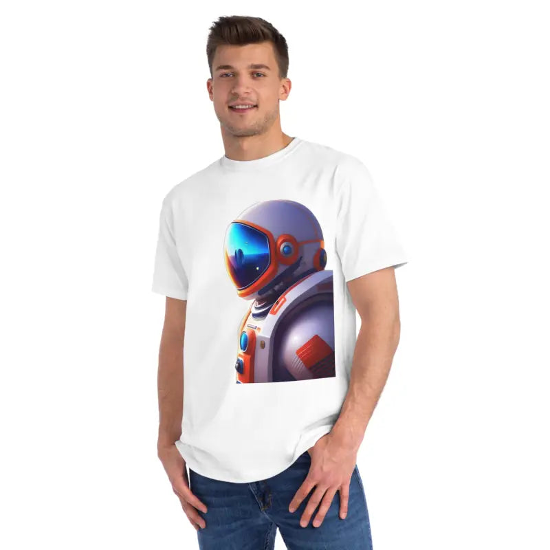 Blast off in Organic Unisex Classic Astronaut Tees - White / s T-shirt